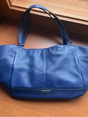 Coach Blue Pebbled Leather Shoulder Bag